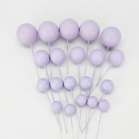 Tortendeko Kugeln | Mini Bälle Tortendeko Ballon | Kuchen Ball Topper | Deko Schaum Ball | Bälle Cake Topper 20 stück Hell Lila - KN272 - Mytortenland